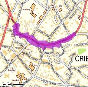 Map to show the Crieff High Street Corridor